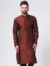 Men Maroon & Black Self Design Kurta Only ( JOK 517 Maroon )-KO-517