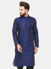 Men Royal Blue & Black Self Design Kurta Only ( KO 517 Royal-Blue )-KO-517