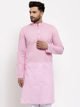 Men Pink Chikan Kurta Only ( KO 561 Pink )-KO-561
