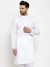 Men White Chikan Kurta Only ( KO 561 White )-KO-561