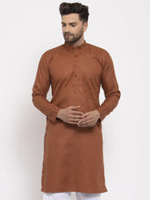Men's Brown Cotton Solid Kurta Only