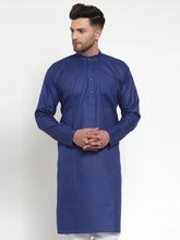 Men Royal-Blue & White Solid Kurta Only ( KO 611 Royal )-KO-611