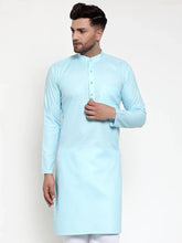 Men Sky-Blue & White Solid Kurta Only ( KO 611 Sky )-KO-611