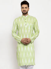 Men Lime Green Woven Design Ikkat Straight Kurta Only ( KO 615 Lime )-KO-615