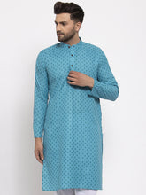 Men Sky Blue Printed Kurta Only ( KO 627 Sky )-KO-627