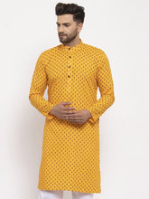 Men Yellow Printed Kurta Only ( KO 627 Yellow )-KO-627