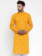 Men Mustard Printed Straight Kurta Only ( KO 628 Mustard )-KO-628