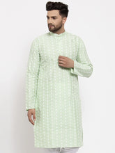 Men Mint Green Embroidered Kurta Only ( KO 633 Green )-KO-633