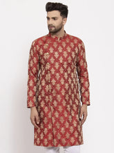 Men Maroon Jacquard Kurta Only ( KO 634 Maroon )-KO-634