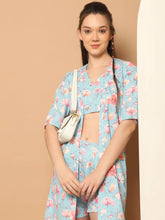 Printed Top With Shorts & shurg-JNCS-3012Blue