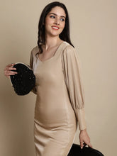 Shimmer Puff Sleeves bodycon dress-JND 1025