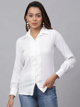 Women White Solid Shirt-JNS-2002