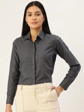 Women Grey Solid Shirt Style Top