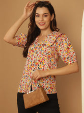 Floral Printed Women's Top-JNT-2022Orange
