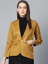 DesiQlo Women Mustard Solid Single-Breasted Smart Casual Blazer ( JOB 6001 Mustard )