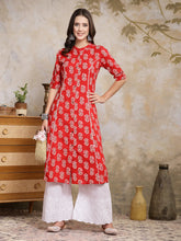 Women's Floral Printed Rayon A-Line Kurta-JOHNYRED