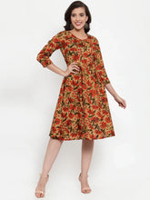 Women Brown & Green Floral Print Angrakha A-Line Kurta (JOK 1333 Brown)-JOK-1333