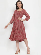 Women Maroon Printed Fit and Flare Ethnic Dress (JOK 1335 Maroon)-JOK-1335