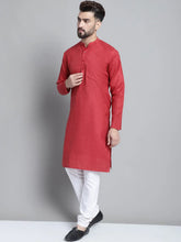 Men's Solid Pure Cotton Kurta With Pyjamas-JOKP-697Maroon