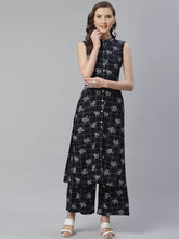 Women Black & White Floral Printed Kurta with Palazzos ( JOKPL 1356 Black )-JOKPL-1356
