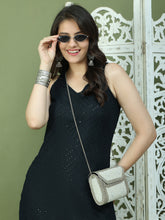 Embroidered Rayon Kurta for Women ( JOK 1579 Black )