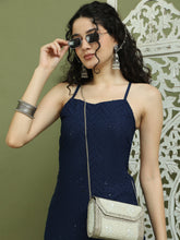Backless Designer Kurta for Women ( JOK 1577 Navy )
