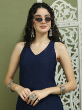 Embroidered Rayon Kurta for Women ( JOK 1579 Navy )