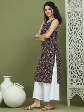 Women's Printed Rayon Kurtas ( JOK 1584 Black )