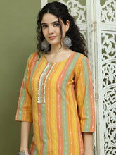 Lace Work, Woven Design straight Kurtas for Women ( JOK 1570 Mustard )