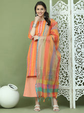 Lace Work, Woven Design straight Kurta Palazza & Dupatta ( JOKPL 2138Or D70Or 1570 Orange )