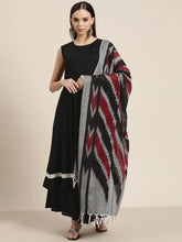 Women Kurta with Palazzos & Ikkat Dupatta-JOKPL-D17Gry