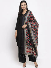 Women Black & Red Solid Kurta with Palazzos & Dupatta ( JOKPL D4R 1312 Black )-JOKPL-D4R-1312