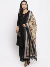 Women Black & Red Solid Kurta with Palazzos & Beige-Red Printed Dupatta ( JOKPL D7R 1312 Black )-JOKPL-D7R-1312