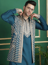 Men's Embroidered Waistcoat and Kurta Pyjama-JOKPWCS-50