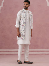 Festive Floral Embroidered Shrug Kurta Set ( JOKPWCS 592W 4143 W 4143 White )