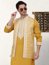 Men's Embroidered Waistcoat and Kurta Pyjama-JOKPWCS-WY