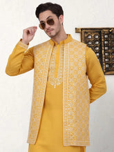 Men's Embroidered Waistcoat and Kurta Pyjama-JOKPWCS-WZ