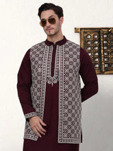 Men's Embroidered Waistcoat and Kurta Pyjama-JOKPWCS-WS