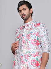Printed Nehru Jacket & Kurta Pyjama Set ( JOKPWC 5148W 4122White )
