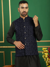 Men's Velvet Nehru Jacket Solid Kurta Pyjama-JOKPWC-592B
