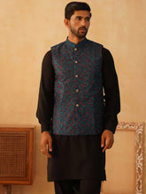 Embroidered Nehru Jacket With Solid Kurta Pyjama Set-JOKPWC-592B