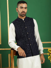 Men's Velvet Nehru Style Jacket With Solid Kurta Pyjama-JOKPWC-592W