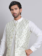 Embroidered Nehru Jacket With Solid Kurta Pyjama ( JOKPWC 592W 4121Green )