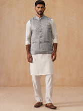 Nehru Jacket with Kurta Pyjama for Men ( JOKPWC 592W 4135 Silver )