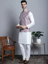 Men's Woven Design Comfy Nehru Jacket With Kurta Pyjama Set