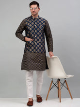 Men's Printed Nehru Solid With Kurta Pyjama Set