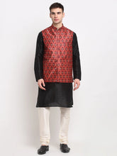 Black Dupion Silk with Churidar & Nehru Jacket