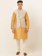 Men's Solid Kurta Pyjama With Nehru Jacket ( JOKPWC DG-D 4048Silver )-JOKPWC-DG-D-4048