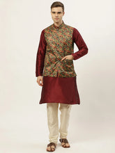 Men's Printed Nehru Jacket and Kurta Pyjama Set-JOKPWC-MS