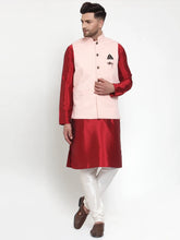 Men's Solid Jet Dupion Kurta Pajama with Woven Nehru Jacket